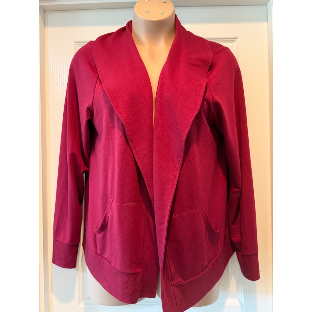Torrid Burgundy Open Sweater Cardigan Shawl Collar Size 3X Pockets